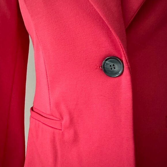 Bright Red Blazer Jacket Womens Size S Jersey Fabric - Picture 3 of 7